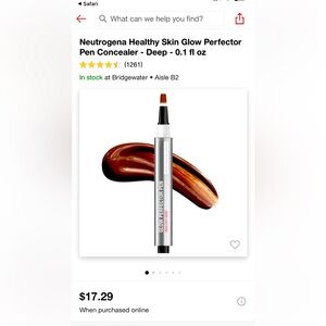 Neutrogena Healthy Skin Glow Perfector Pen Concealer - Deep 0.1 fl oz.